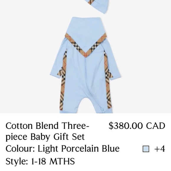 Burberry Three-piece Baby Gift Set Size 12-18 Months - Light Porcelain Blue - Picture 2 of 4